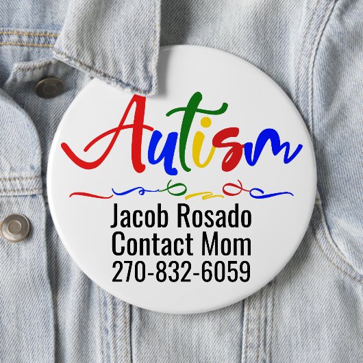 Voeg uw eigen tekst toe - Autisme Pin Round Button (In situ)