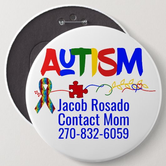 Voeg uw eigen tekst toe - Autisme Pin Round Button (Voorkant /achterkant)