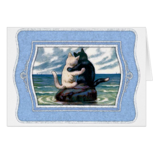 Voeg uw eigen tekst toe: Romantische katten (Voorkant Horizontaal)