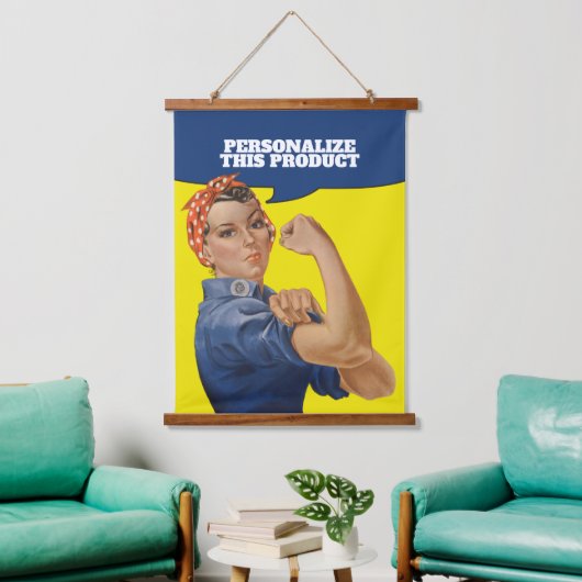 Voeg uw eigen tekst toe Rosie de Riveter Gepersona Hangend Wandkleed (Woonkamer)