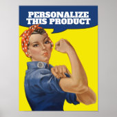 Voeg uw eigen tekst toe Rosie de Riveter Gepersona Poster (Voorkant)