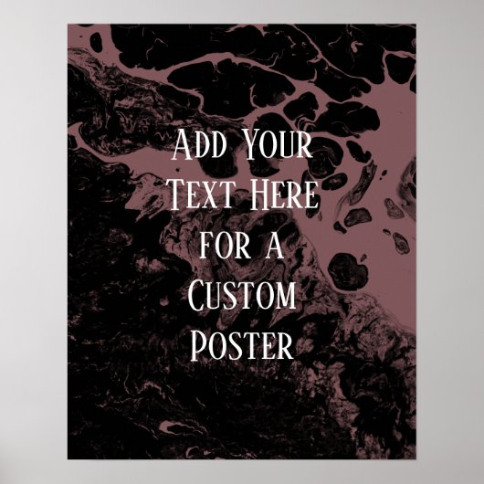 Voeg uw eigen tekst toe Zwart Stof Rose marmer Poster (Voorkant)