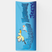 Voeg uw eigen welkome thuisbanner blauwe vervaging spandoek (Verticaal)