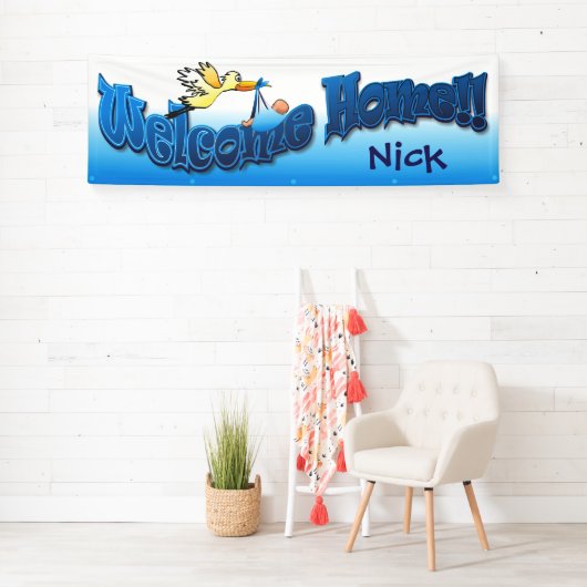 Voeg uw eigen welkomstbanner blauw toe spandoek (Insitu)