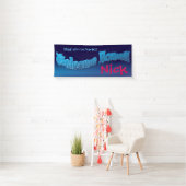 Voeg uw eigen welkomstbanner blauwe mix toe spandoek (Insitu)