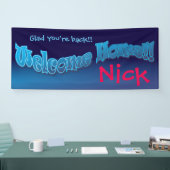 Voeg uw eigen welkomstbanner blauwe mix toe spandoek (Beurs)