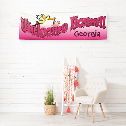 Voeg uw eigen welkomstbanner roze toe spandoek (Insitu)