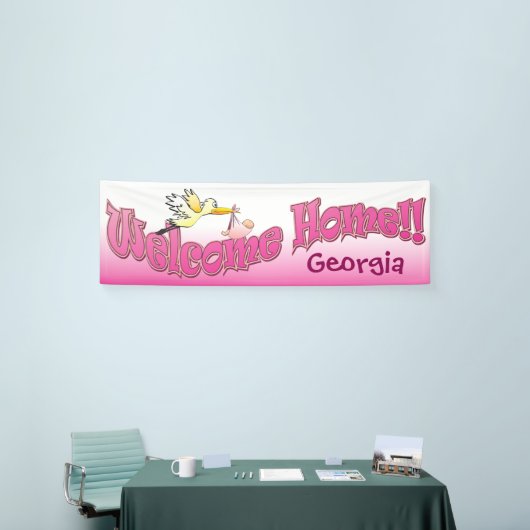 Voeg uw eigen welkomstbanner roze toe spandoek (Beurs)