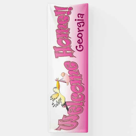 Voeg uw eigen welkomstbanner roze toe spandoek (Verticaal)