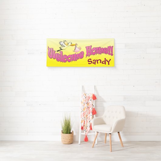 Voeg uw eigen welkomstbanner toe geel spandoek (Insitu)