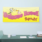 Voeg uw eigen welkomstbanner toe geel spandoek (Beurs)