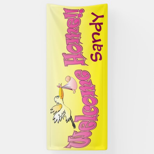 Voeg uw eigen welkomstbanner toe geel spandoek (Verticaal)