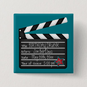 Voeg uw eigen woorden Movie Director Clapboard toe Vierkante Button 5,1 Cm