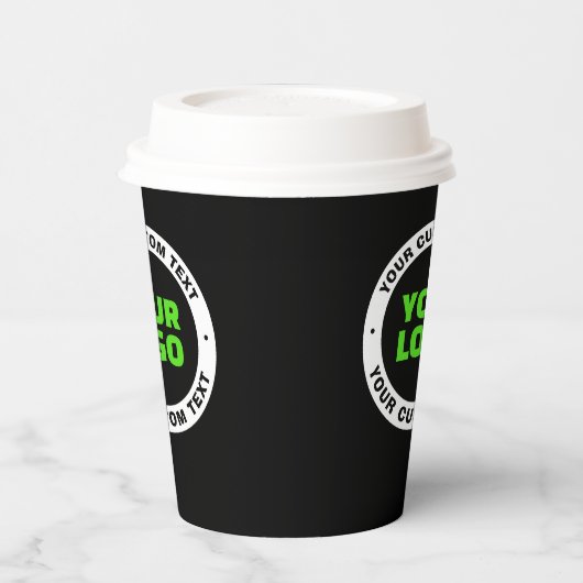 Voeg uw eigen zakelijke Logo of geüploade ontwerp Papieren Bekers (Links)