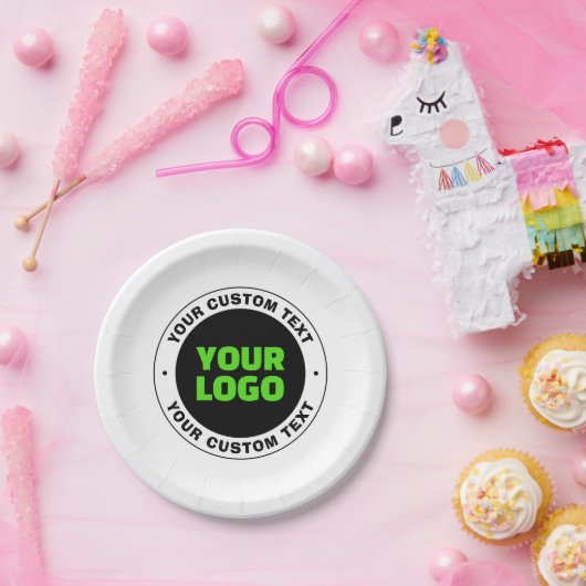 Voeg uw eigen zakelijke Logo of geüploade ontwerp Papieren Bordje (Feest)