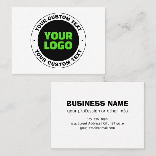 Voeg uw eigen zakelijke Logo of geüploade ontwerp Visitekaartje (Voorkant / Achterkant)