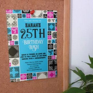 Voeg uw evenement Decoratieve Tegel Magenta Blauwe Kaart