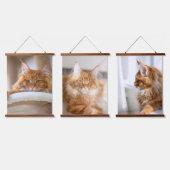 Voeg uw familie kat foto op maat hangend wandkleed (Driedubbel)