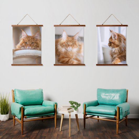 Voeg uw familie kat foto op maat hangend wandkleed (Woonkamer)