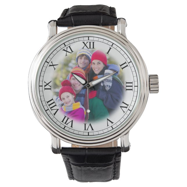 Voeg uw familieportret Fun Personalized toe Horloge (Voorkant)