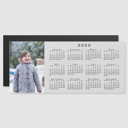 Voeg uw foto 2020 Kalender op Grijs (Voorkant / Achterkant)