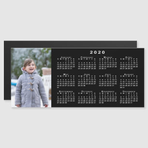 Voeg uw foto 2020-kalender toe op zwart