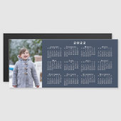 Voeg uw foto 2022 Kalender op Navy Blue Magnet (Voorkant / Achterkant)
