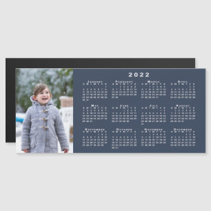 Voeg uw foto 2022 Kalender op Navy Blue Magnet