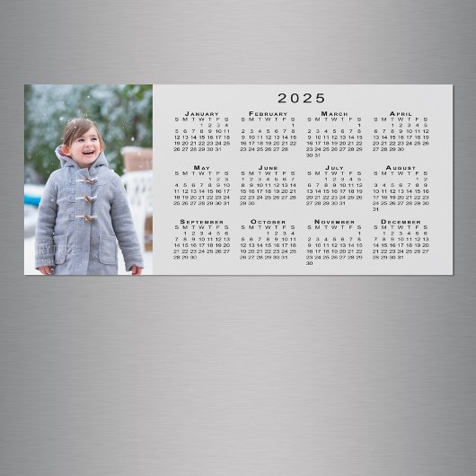 Voeg uw foto 2025 Kalender op Grijze Magneet