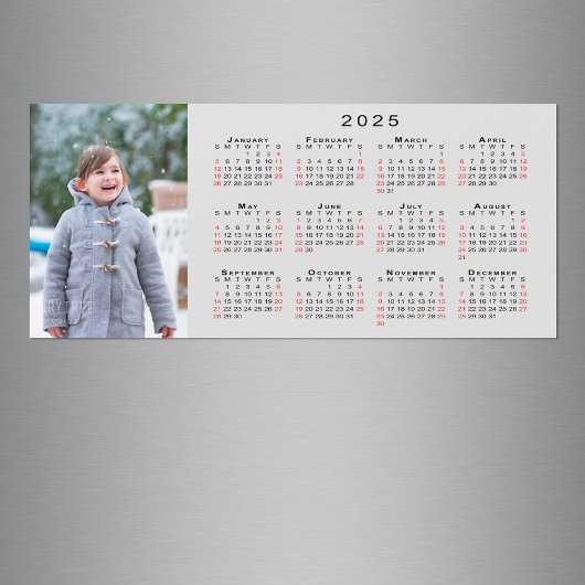 Voeg uw foto 2025 Kalender op Grijze Magneet