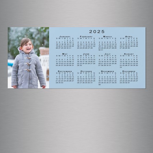 Voeg uw foto 2025 Kalender op lichtblauwe magneet