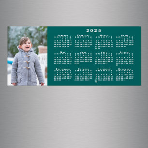 Voeg uw foto 2025-kalender toe op Blauwgroen magne