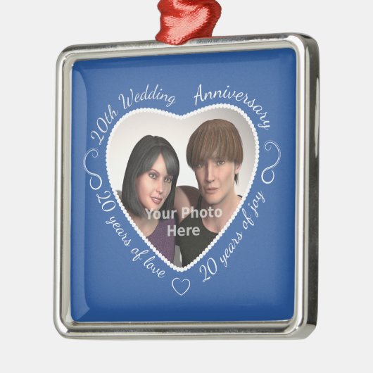 Voeg uw foto 20 jaar huwelijk toe metalen ornament (Links)