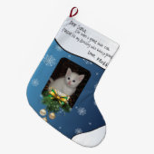 VOEG UW FOTO Cat Holiday-einddatum beste kerstman  Grote Kerstsok (Voorkant (Hangend))
