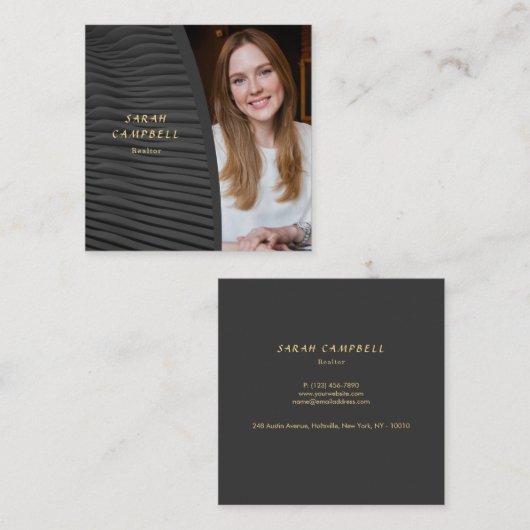 Voeg uw foto Echte Estate Consultant toe Vierkante Visitekaartje (Voorkant / Achterkant)