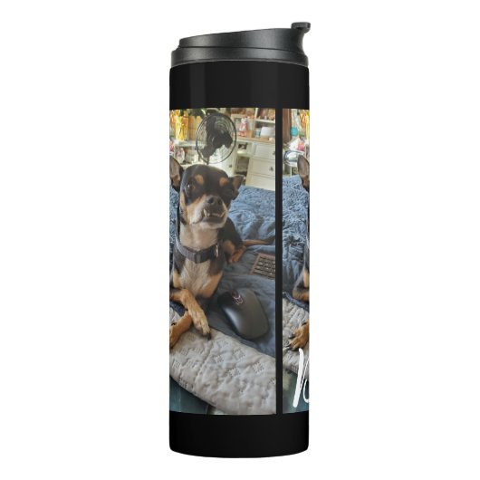 Voeg uw foto en naam aan dit toe thermosbeker (Gedraaid links)