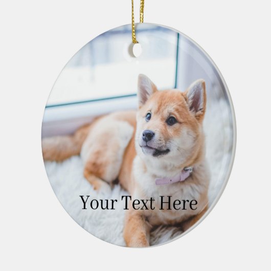 Voeg uw foto en tekst 2 zijdig Gepersonaliseerd Keramisch Ornament (Links)