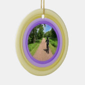 Voeg uw foto-gouden en Paarse keramische versierin Keramisch Ornament (Rechts)