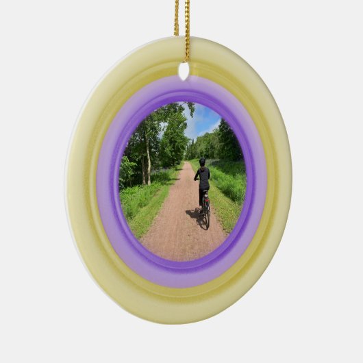 Voeg uw foto-gouden en Paarse keramische versierin Keramisch Ornament (Rechts)