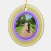 Voeg uw foto-gouden en Paarse keramische versierin Keramisch Ornament (Links)