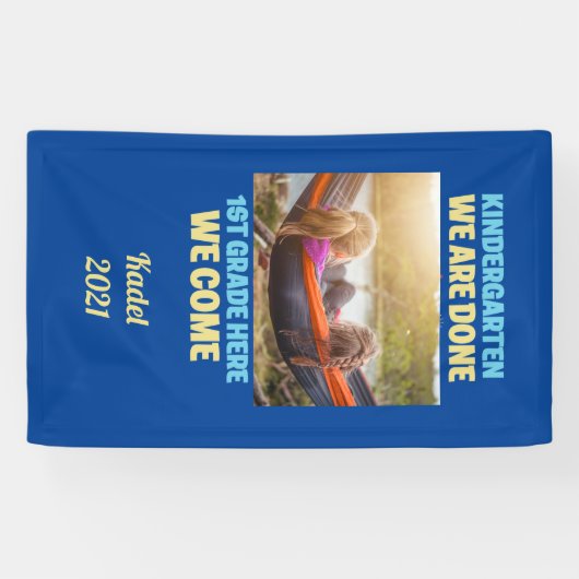 Voeg uw Foto Kindergarten Afstuderen 1e graad toe Spandoek (Horizontaal)