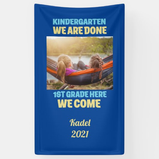 Voeg uw Foto Kindergarten Afstuderen 1e graad toe Spandoek (Verticaal)