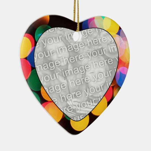 Voeg uw foto met kerstverlichting toe keramisch ornament (Rechts)