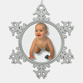 VOEG UW FOTO-ORNAMENT TOE TIN SNEEUWVLOK ORNAMENT