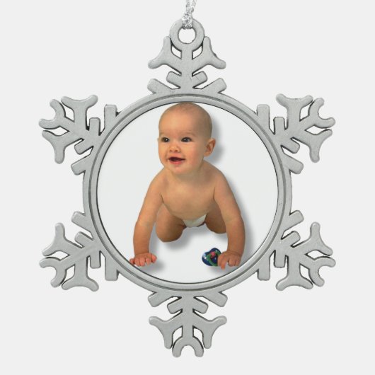 VOEG UW FOTO-ORNAMENT TOE TIN SNEEUWVLOK ORNAMENT (Voorkant)