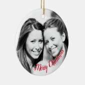 Voeg uw foto Persoonlijke kerstfoto toe Keramisch Ornament (Rechts)