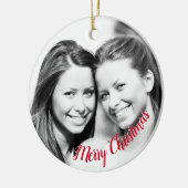 Voeg uw foto Persoonlijke kerstfoto toe Keramisch Ornament (Links)