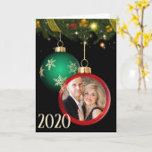 Voeg UW FOTO persoonlijke kerstversiering toe Kaart (Gele Bloem)