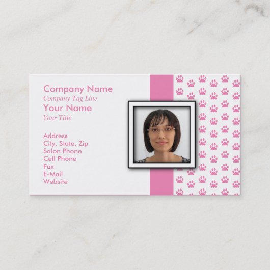 VOEG UW FOTO Pet Grooming Pw Print TOE Visitekaartje (Voorkant)