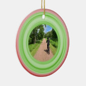 Voeg uw foto rode en groene keramische versiering  keramisch ornament (Rechts)